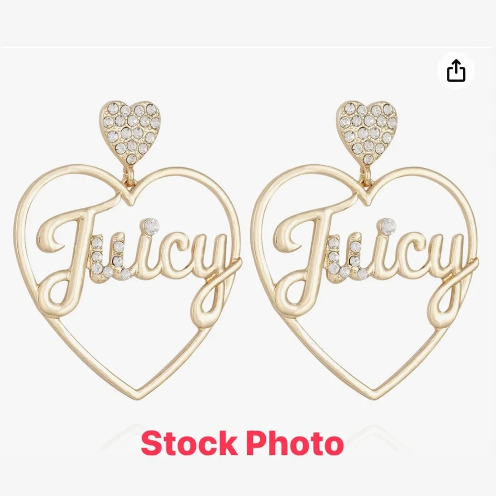 ⛔️SOLD⛔️Juicy Couture Signature Logo Heart Shaped Hoop Earrings - Picture 1 of 6